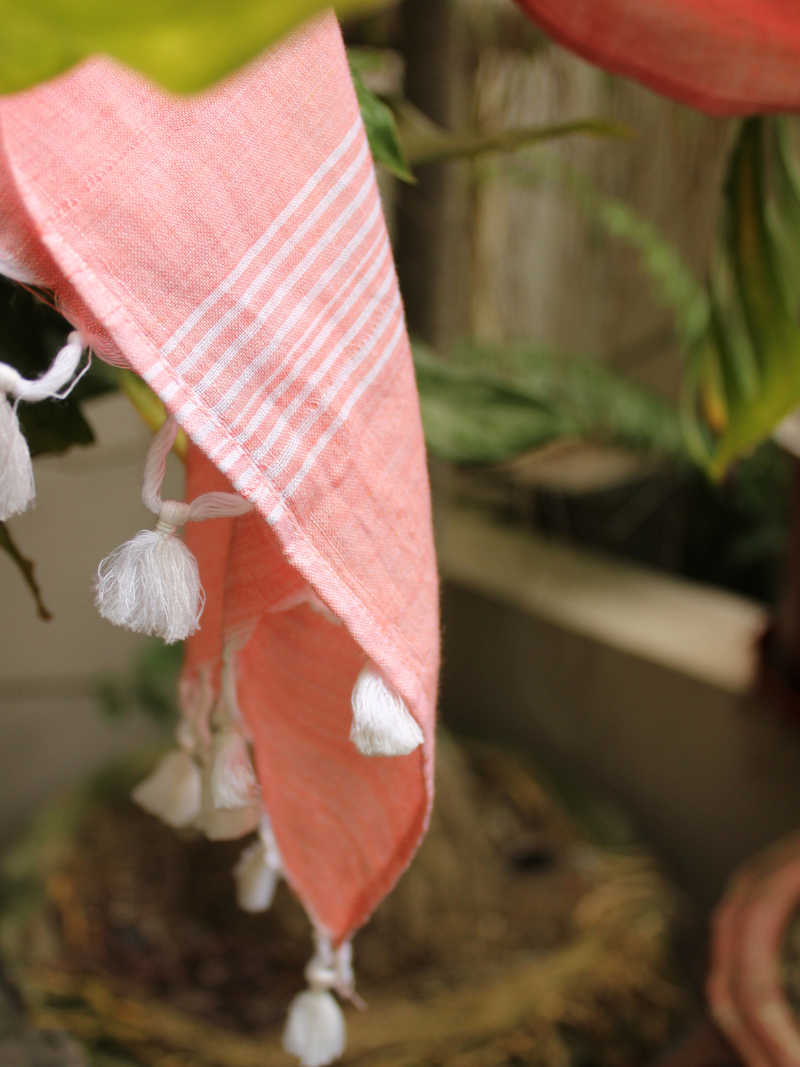 Peach Handwoven Ikat stole