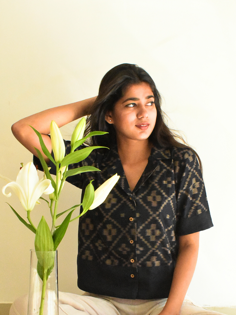 Eve handwoven ikat crop shirt