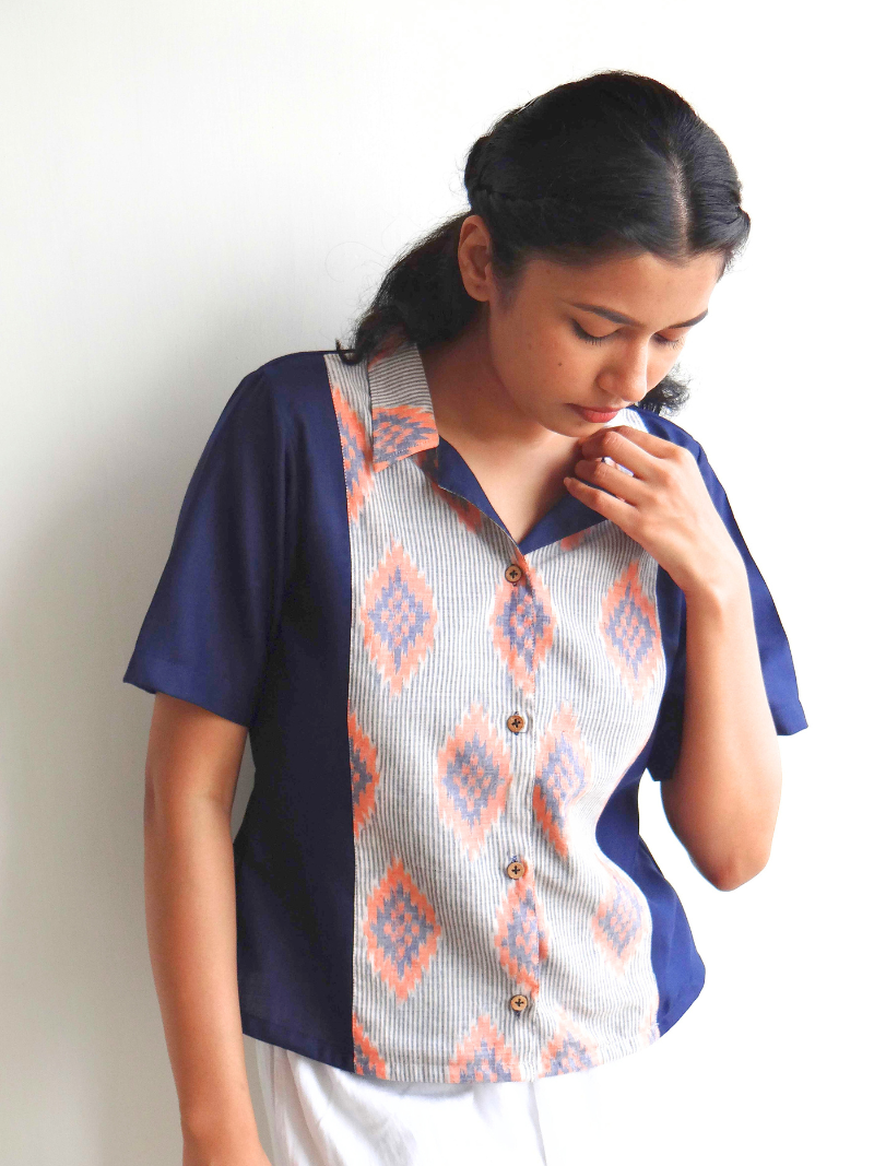 Eve handwoven ikat crop shirt