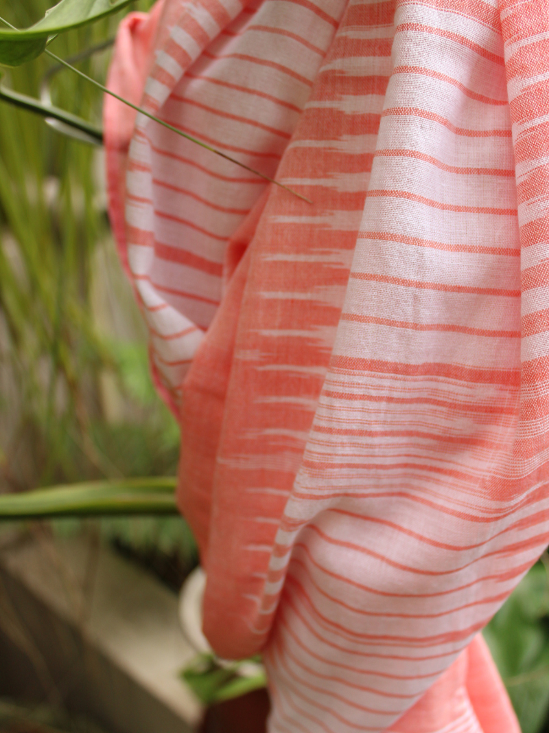 Peach Handwoven Ikat stole