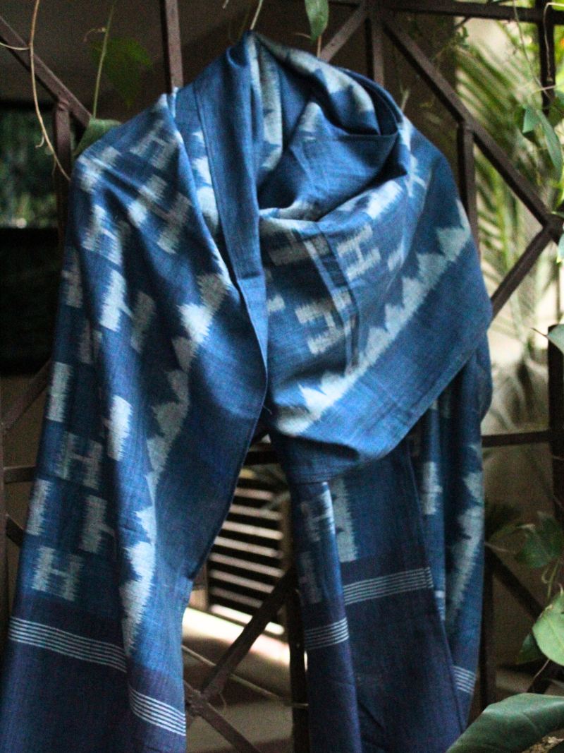 Indigo Handwoven Ikat Stole