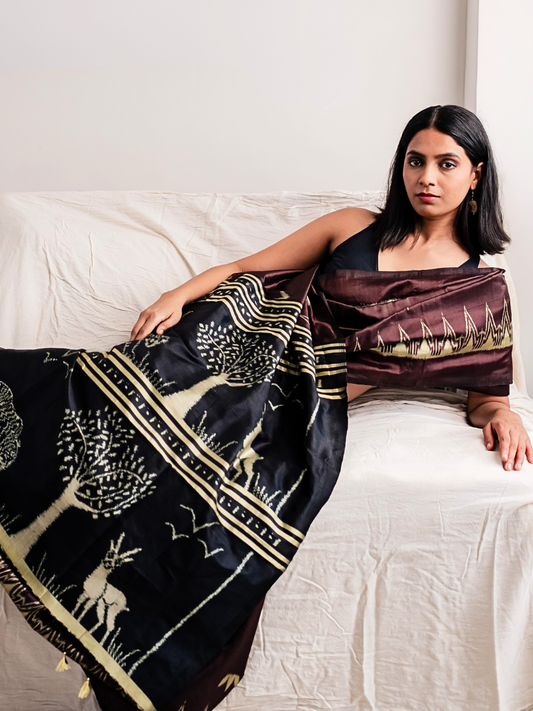 Harinaa Silk Ikat Handwoven Saree