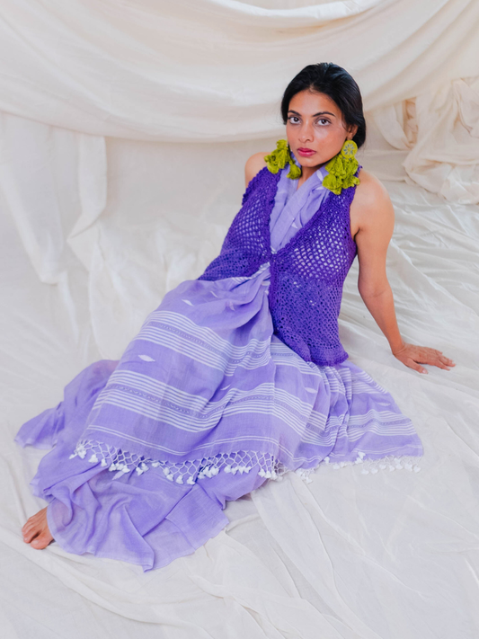 Jamuni Mulmul Handwoven Saree