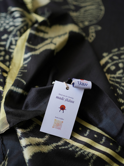 Bagha Silk Ikat Handwoven Saree