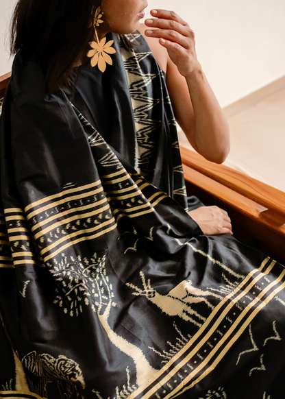 Bagha Silk Ikat Handwoven Saree