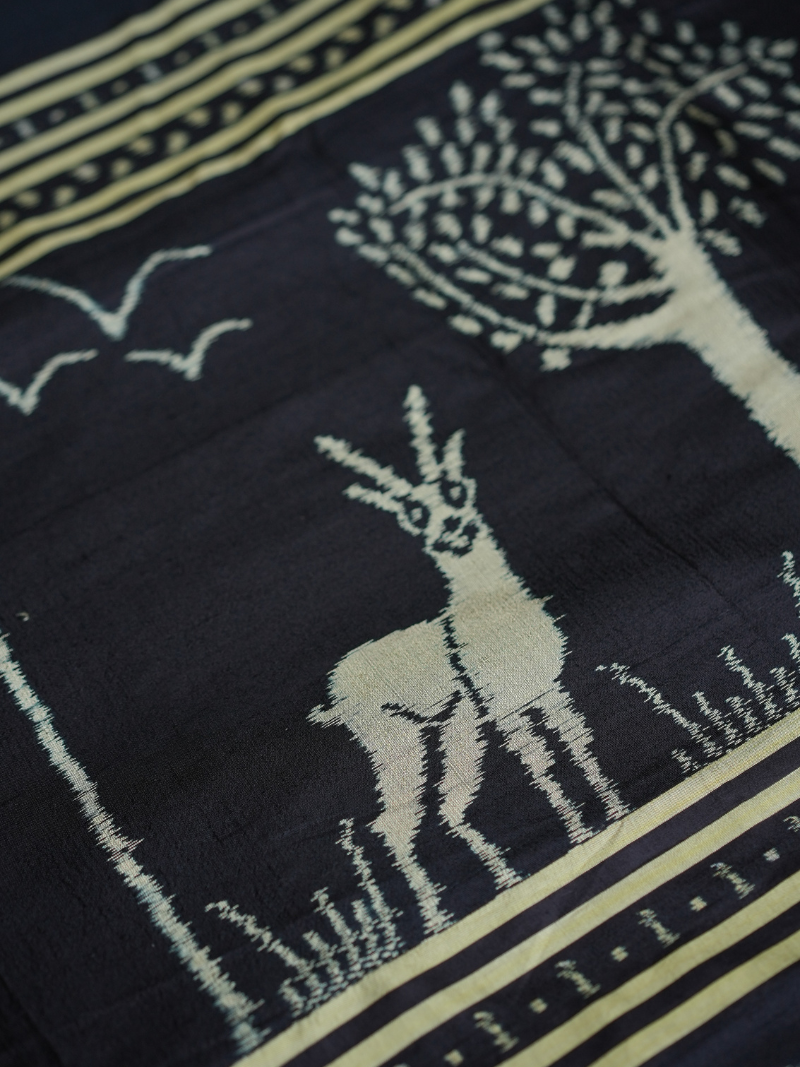 Bagha Silk Ikat Handwoven Saree