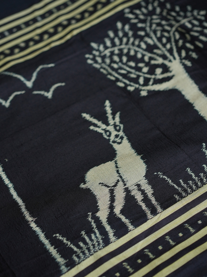 Bagha Silk Ikat Handwoven Saree