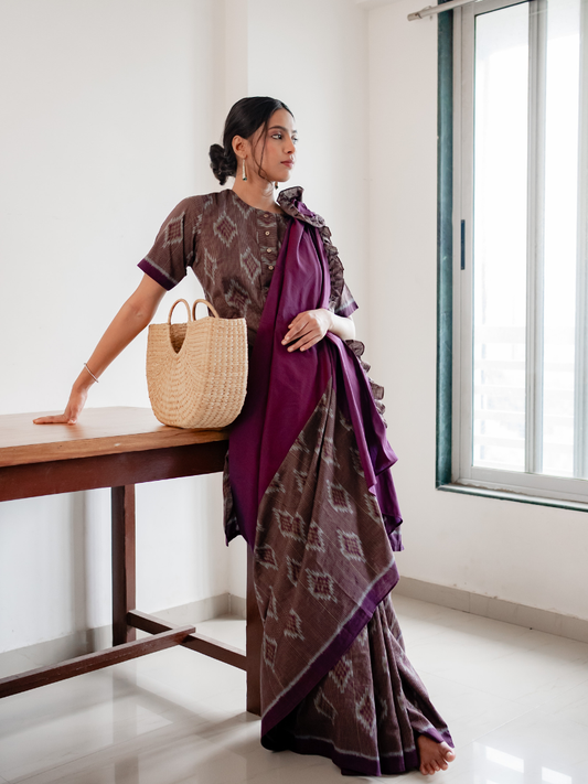 Kenchu Cotton Ikat Handwoven Saree