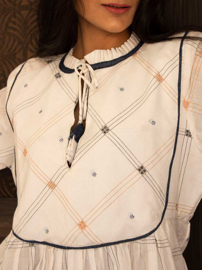 Handwoven White Checkered Top