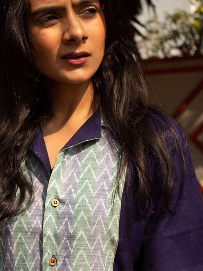 Ikat Patchwork Crop Shirt