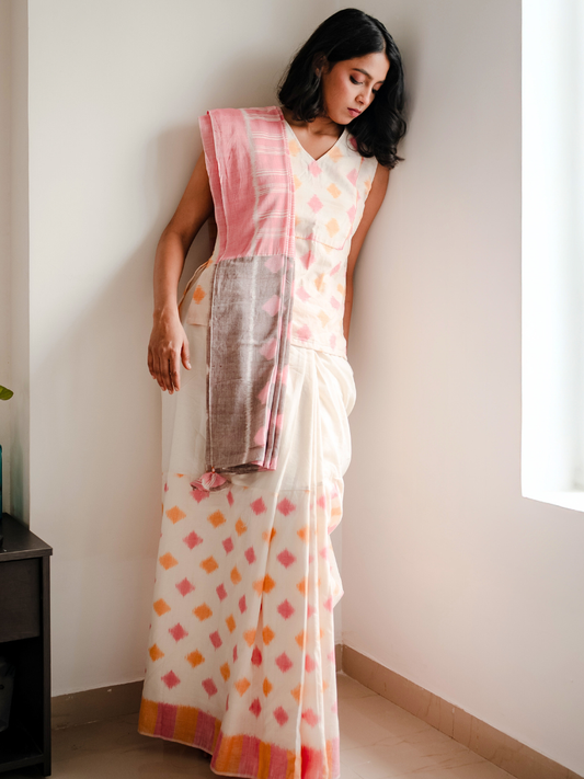 Misri Cotton Ikat Handwoven Saree