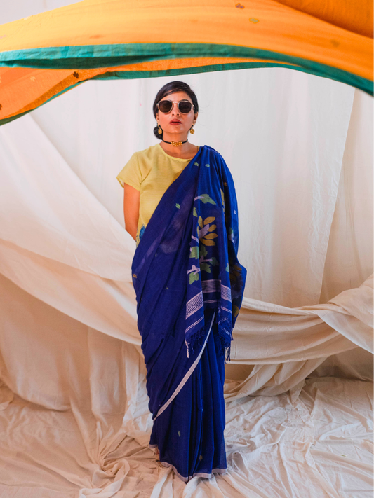 Nela Cotton Jamdani Handwoven Saree