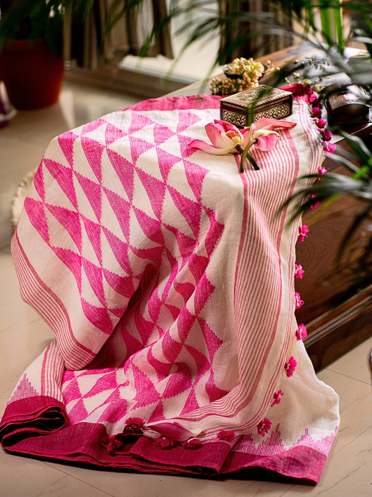 Mika Handwoven Linen Saree