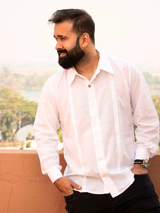 Handwoven pleated White shirt