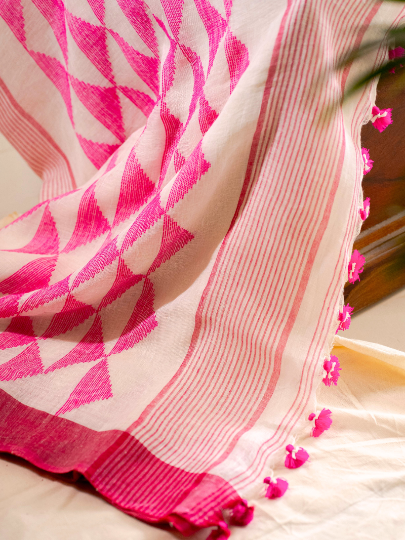Mika Handwoven Linen Saree