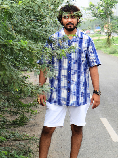 Ikat checks cam collar Shirt