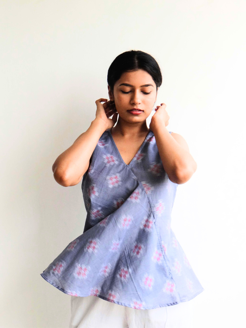 Misty handwoven ikat top