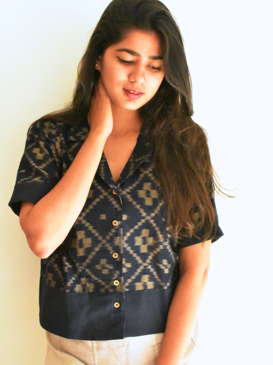 Eve handwoven ikat crop shirt