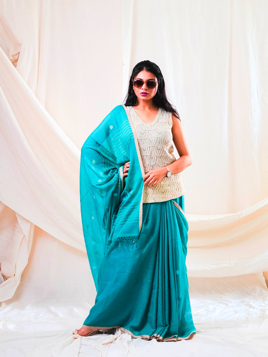 Samudra Handwoven Mulmul Jamdani Saree