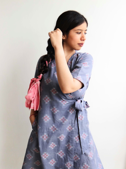 Gloam Handwoven Ikat wrap dress