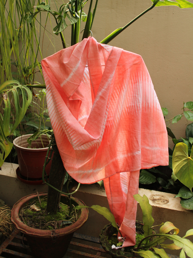 Peach Handwoven Ikat stole