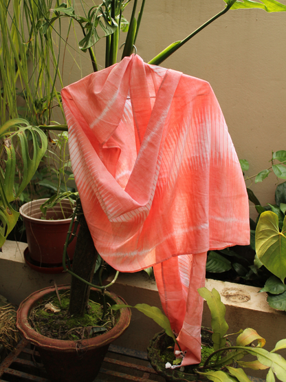 Peach Handwoven Ikat stole